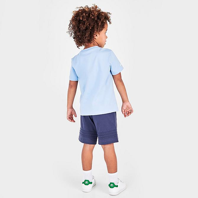 Front Three Quarter view of Infant and Kids' Toddler adidas Originals SPRT Collection T-Shirt and Shorts Set in Clear Sky Click to zoom
