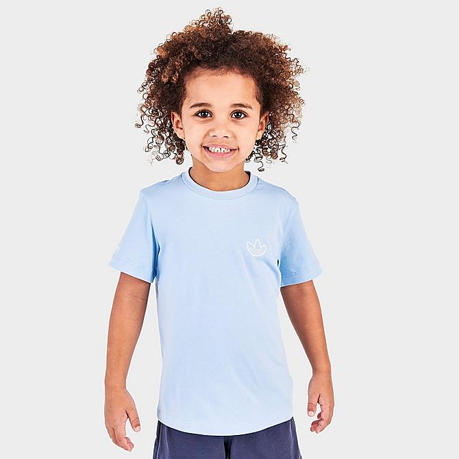 Back Left view of Infant and Kids' Toddler adidas Originals SPRT Collection T-Shirt and Shorts Set in Clear Sky Click to zoom