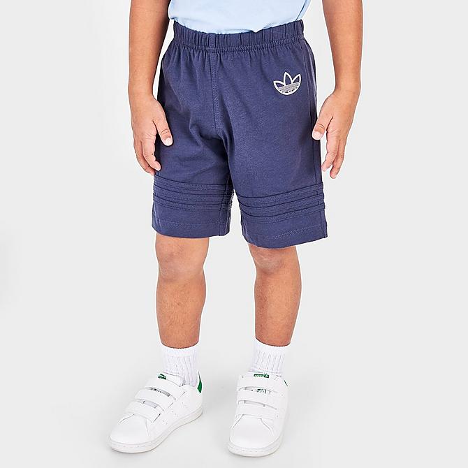 Back Right view of Infant and Kids' Toddler adidas Originals SPRT Collection T-Shirt and Shorts Set in Clear Sky Click to zoom