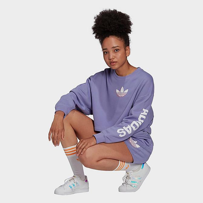 Front Three Quarter view of Women's adidas Originals Streetball Sweater in Light Purple Click to zoom