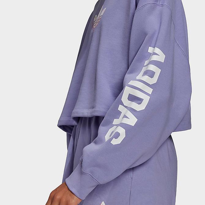 On Model 5 view of Women's adidas Originals Streetball Sweater in Light Purple Click to zoom