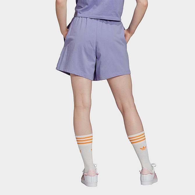 Back Right view of Women's adidas Originals Streetball Shorts in Light Purple Click to zoom