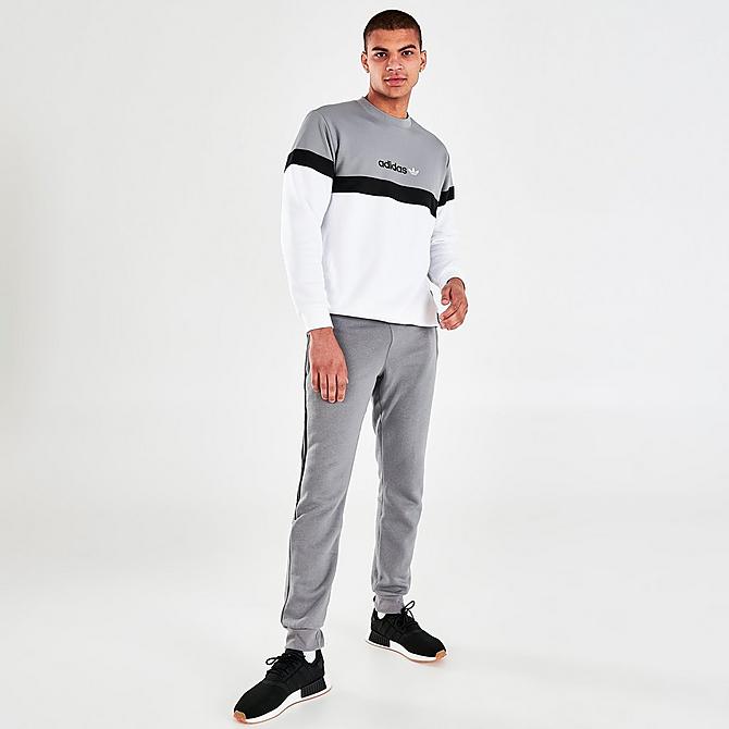Front Three Quarter view of Men's adidas Originals Nutasca Crew-Neck Sweatshirt in Grey Three/Black/White Click to zoom