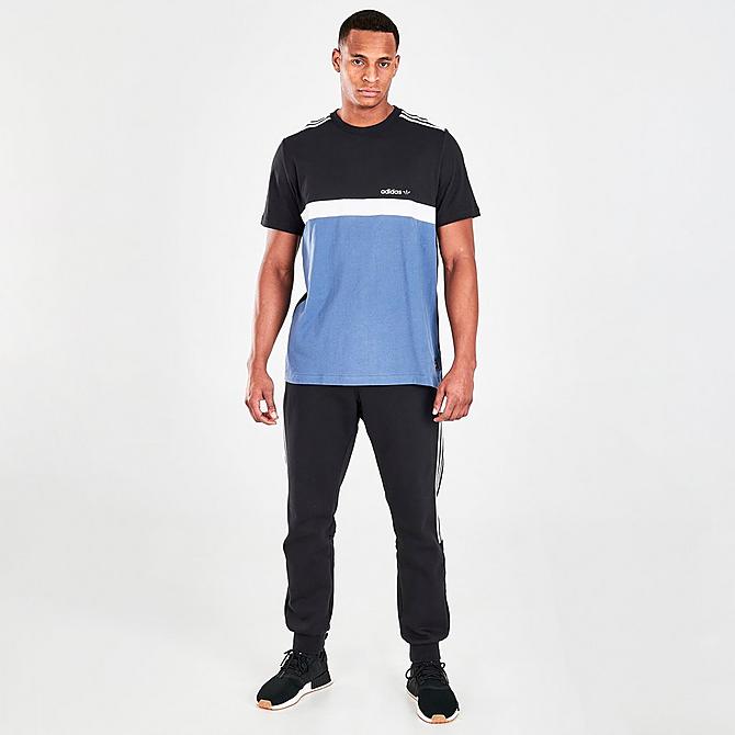 Front Three Quarter view of Men's adidas Originals Nutasca Short-Sleeve T-Shirt in Black/Legend Ink/White Click to zoom