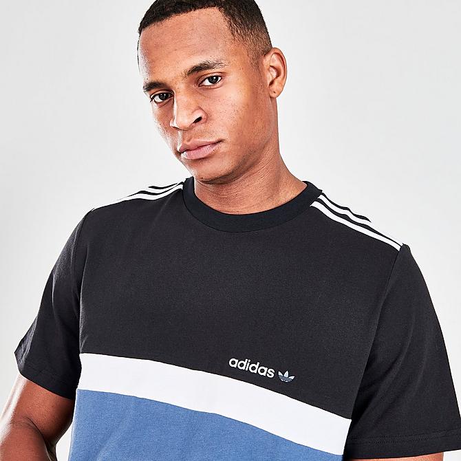 On Model 5 view of Men's adidas Originals Nutasca Short-Sleeve T-Shirt in Black/Legend Ink/White Click to zoom
