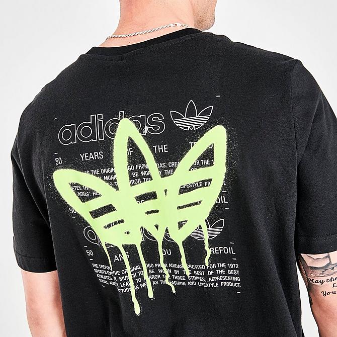 On Model 5 view of Men's adidas Originals Graphics Behind The Trefoil T-Shirt in Black/Solar Yellow Click to zoom