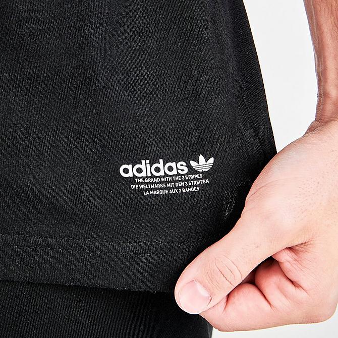 On Model 6 view of Men's adidas Originals Graphics Behind The Trefoil T-Shirt in Black/Solar Yellow Click to zoom