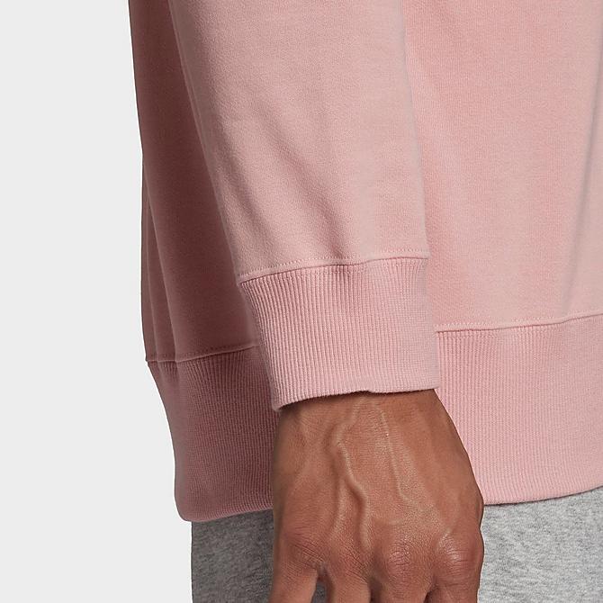 On Model 5 view of Men's adidas Essentials Feelvivid Drop Shoulder Crewneck Sweatshirt in Wonder Mauve Click to zoom
