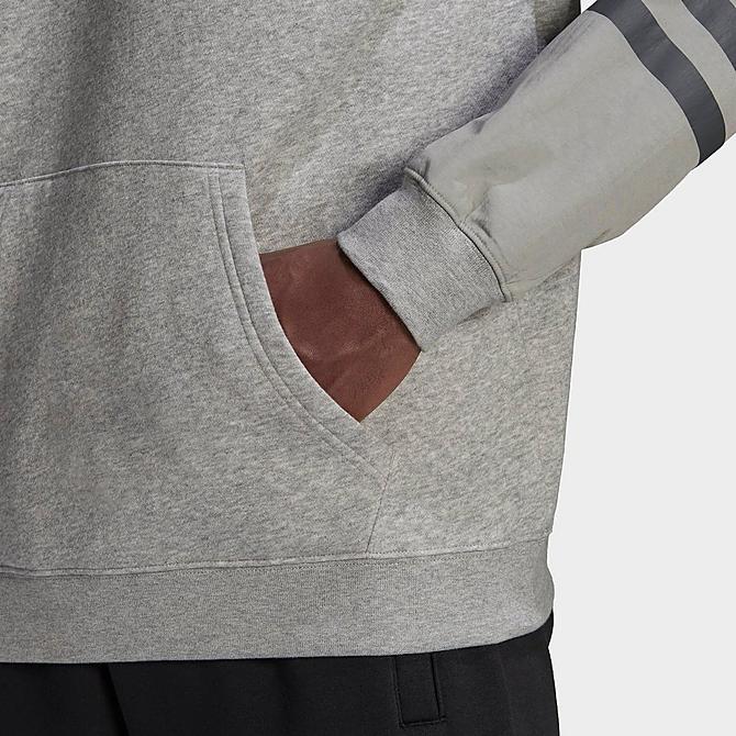 On Model 5 view of Men's adidas Originals SPRT Fleece Pullover Hoodie in Medium Grey Heather Click to zoom