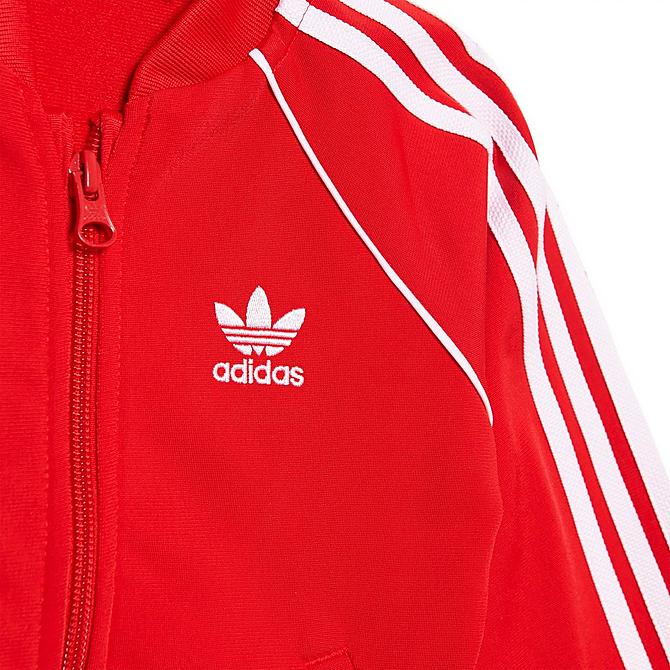 Back Left view of Infant and Kids' Toddler adidas Originals Adicolor SST Track Suit in Vivid Red/Cloud White Click to zoom