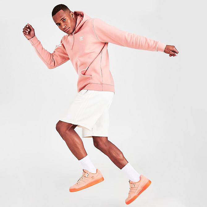 Front Three Quarter view of Men's adidas Originals Essentials Trefoil Hoodie in Ambient Blush Click to zoom