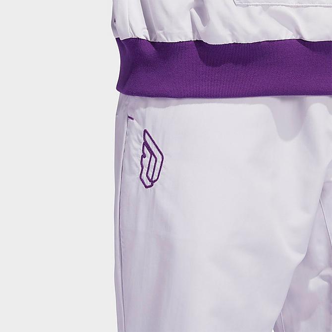 On Model 5 view of Men's adidas Dame 8 Foundation Basketball Pants in Dash Grey Click to zoom