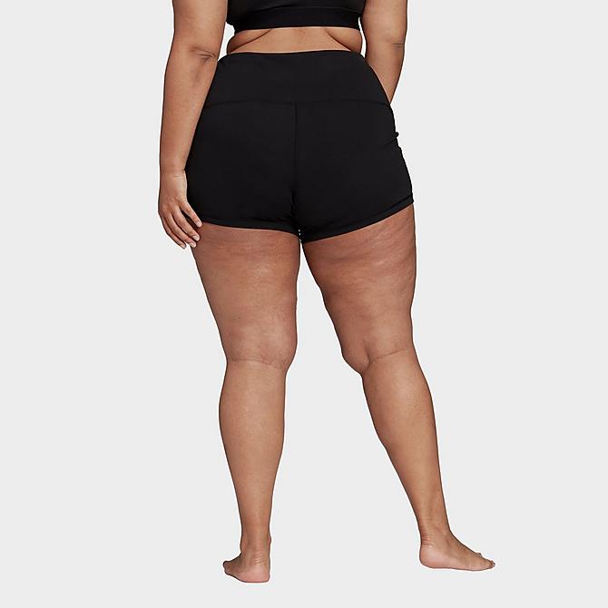 Back Right view of Women's adidas Yoga Essentials High-Waisted Short Tights (Plus Size) in Black Click to zoom