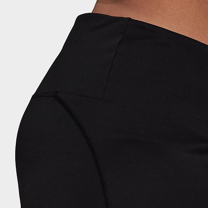On Model 6 view of Women's adidas Yoga Essentials High-Waisted Short Tights (Plus Size) in Black Click to zoom