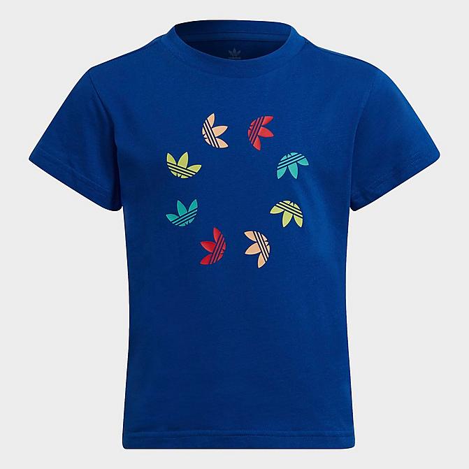 Front view of Little Kids' adidas Originals Adicolor Bold T-Shirt in Collegiate Royal Click to zoom
