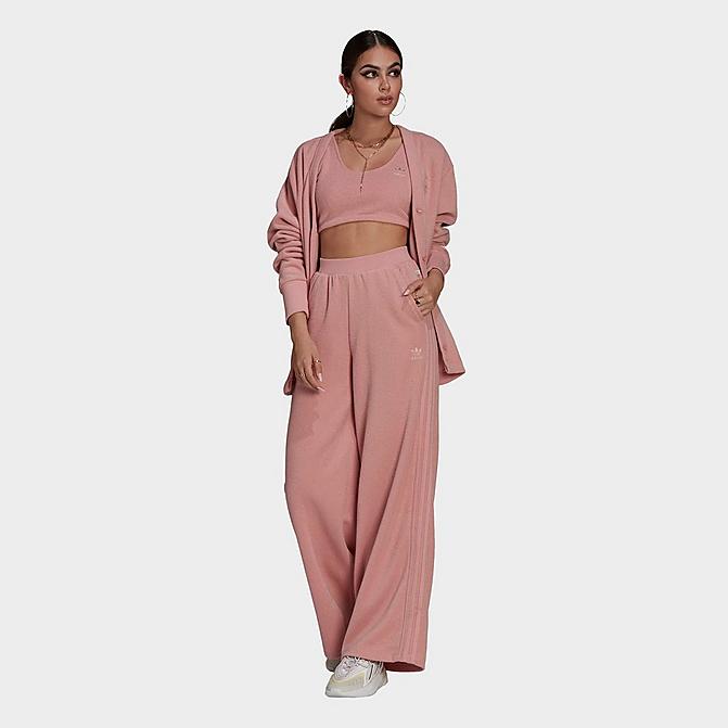 Front view of Women's adidas Originals Soft Wide Leg Pants in Wonder Mauve Click to zoom