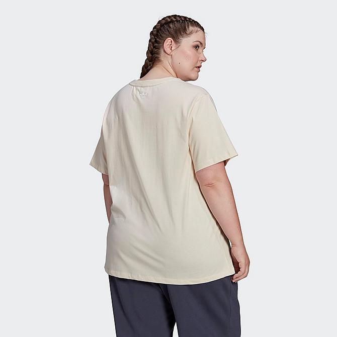 Front Three Quarter view of Women's adidas Originals Team T-Shirt (Plus Size) in Wonder White Click to zoom