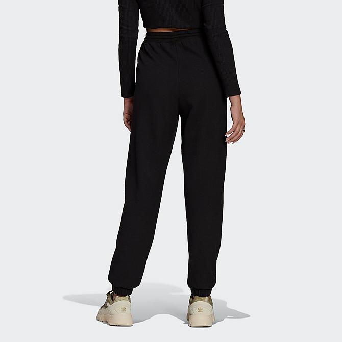 Front Three Quarter view of Women's adidas Originals Ribbed Jogger Sweatpants in Black Click to zoom