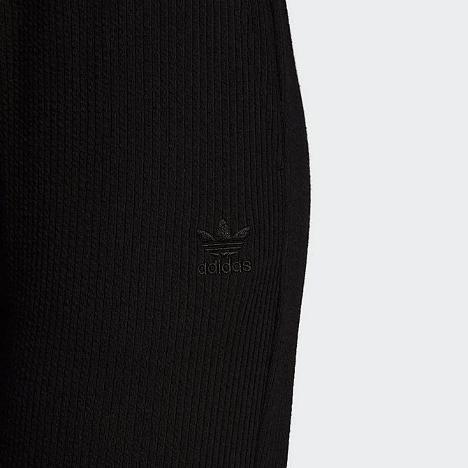 On Model 5 view of Women's adidas Originals Ribbed Jogger Sweatpants in Black Click to zoom