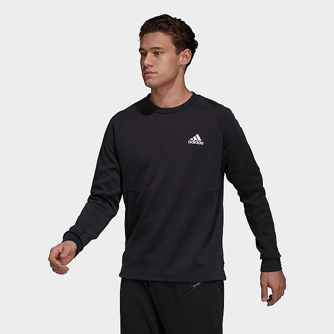 Front view of Men&#39;s adidas Essentials Designed For Gameday Sweatshirt in Black Click to zoom