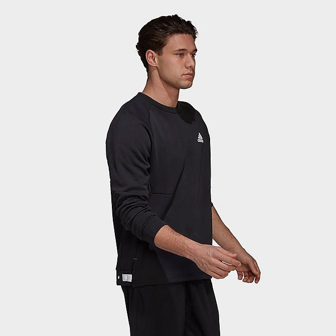 Front Three Quarter view of Men&#39;s adidas Essentials Designed For Gameday Sweatshirt in Black Click to zoom