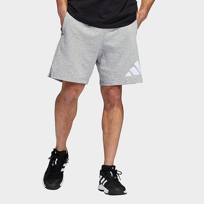 Front view of Men's adidas Basketball Legends Heavyweight Shorts in Medium Grey Heather Click to zoom