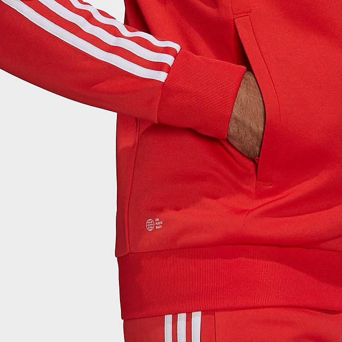On Model 5 view of Men's adidas Originals Adicolor Primeblue SST Track Jacket in Vivid Red Click to zoom