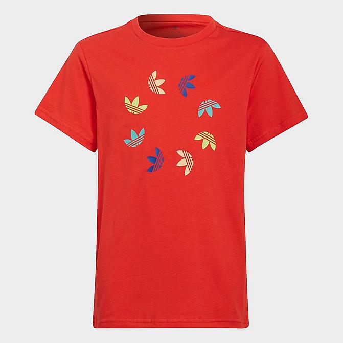 Front view of Kids' adidas Originals Adicolor T-Shirt in Vivid Red Click to zoom