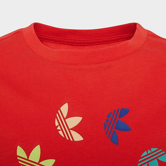 Back Right view of Kids' adidas Originals Adicolor T-Shirt in Vivid Red Click to zoom