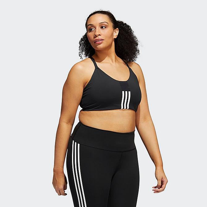 Back Left view of Women's adidas AEROIMPACT Training Light-Support Sports Bra (Plus Size) in Black Click to zoom