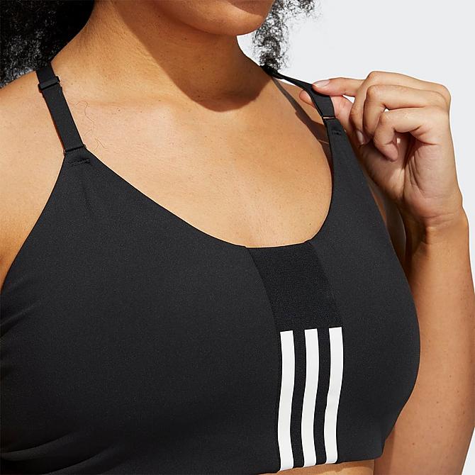 Back Right view of Women's adidas AEROIMPACT Training Light-Support Sports Bra (Plus Size) in Black Click to zoom