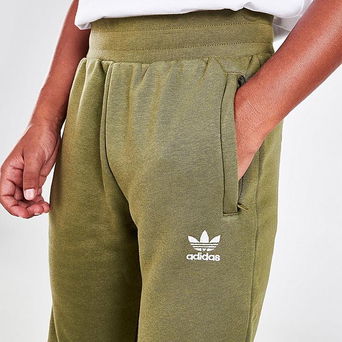 On Model 6 view of Kids' adidas Originals Essential Jogger Pants in Orbit Green Click to zoom