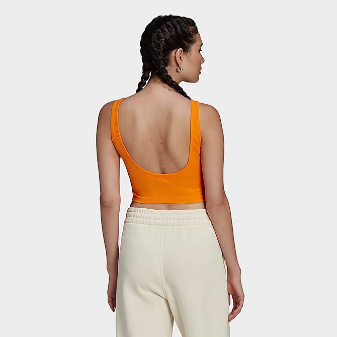 Front Three Quarter view of Women's adidas Originals Crop Tank in Bright Orange Click to zoom