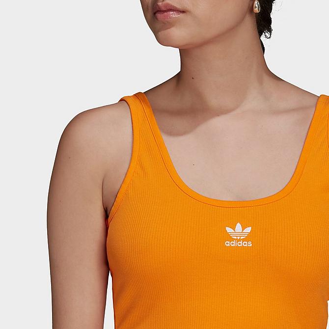 Back Right view of Women's adidas Originals Crop Tank in Bright Orange Click to zoom
