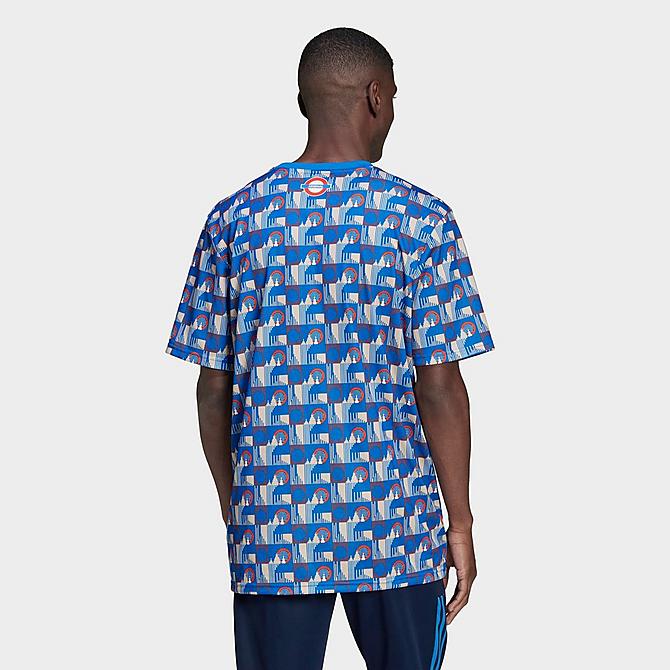 [angle] view of Men's adidas Arsenal x TFL Pre-Match Soccer Jersey in Bright Royal Click to zoom