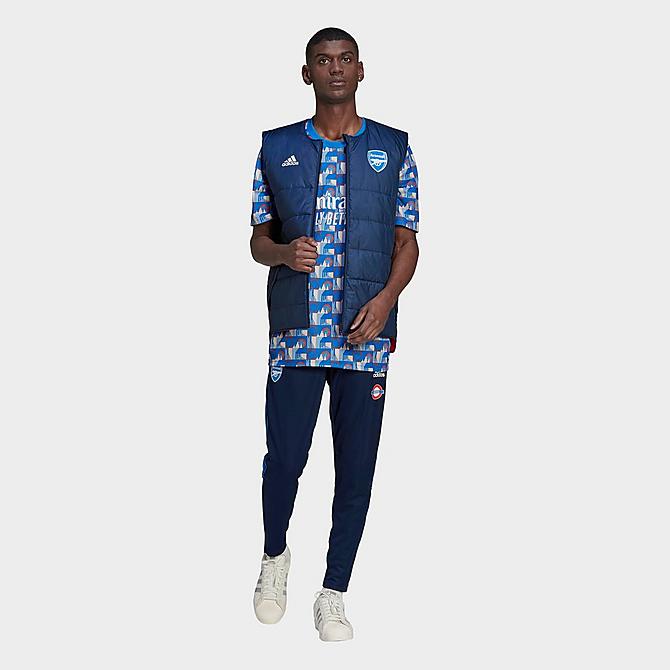[angle] view of Men's adidas Arsenal x TFL Pre-Match Soccer Jersey in Bright Royal Click to zoom