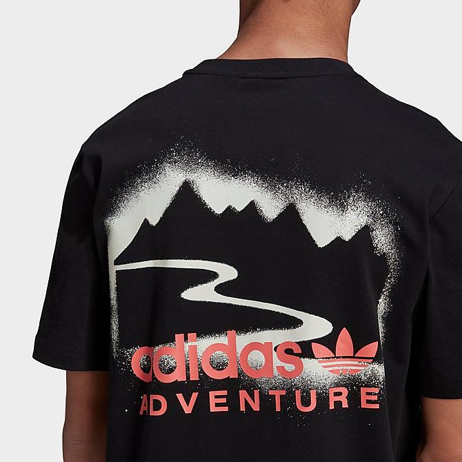On Model 6 view of adidas Adventure Mountain Spray T-Shirt in Black Click to zoom