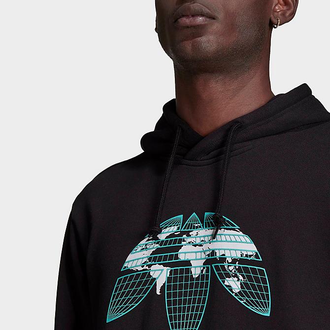 Back Right view of Men's adidas Originals Graphics United Pullover Hoodie in Black Click to zoom