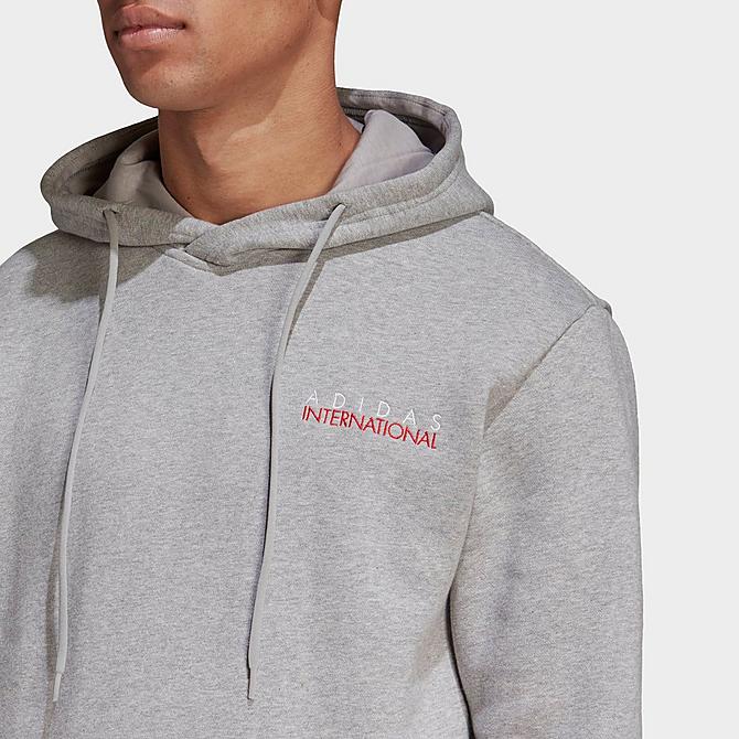 Back Right view of Men's adidas Originals Sports Club Pullover Hoodie in Medium Grey Heather Click to zoom