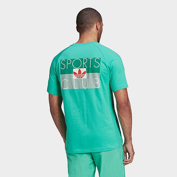 Front Three Quarter view of Men's adidas Originals Sports Club Short-Sleeve T-Shirt in Hi-Res Green Click to zoom