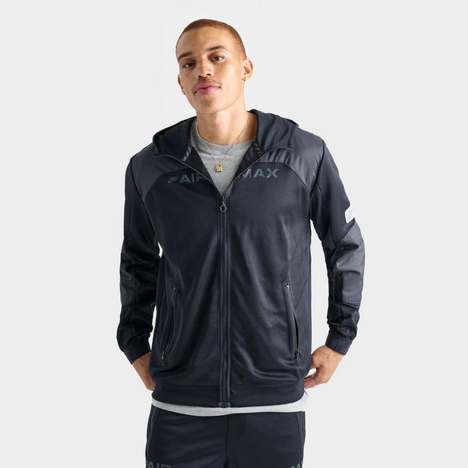 [angle] view of Men's Nike Sportswear Air Max Full-Zip Hoodie in Black/Black/Black Click to zoom