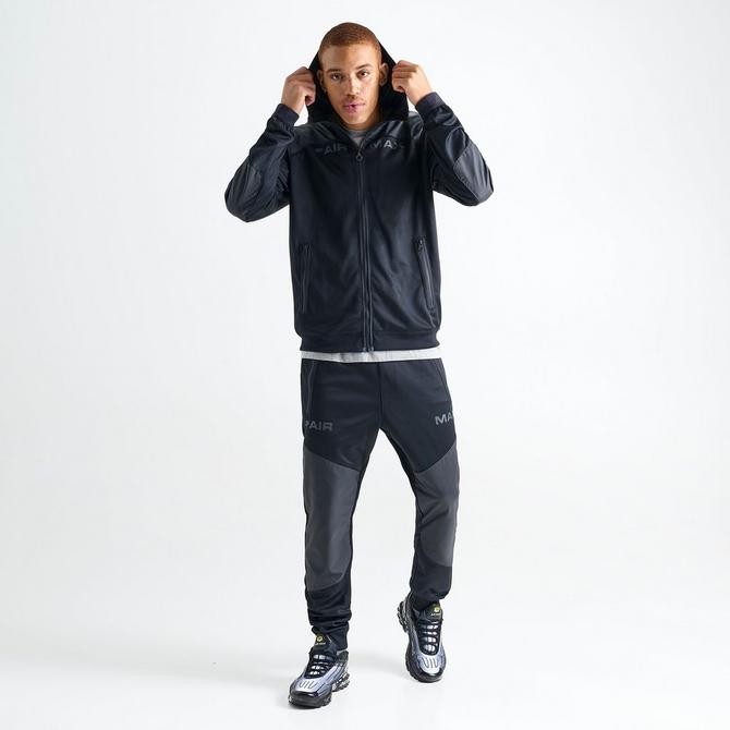 [angle] view of Men's Nike Sportswear Air Max Full-Zip Hoodie in Black/Black/Black Click to zoom