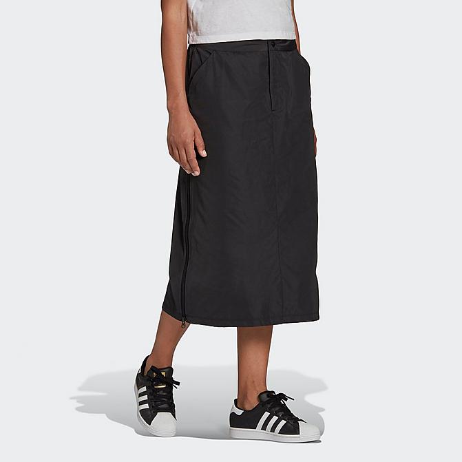 Front view of Women's adidas Originals Adicolor Zip Skirt in Black Click to zoom