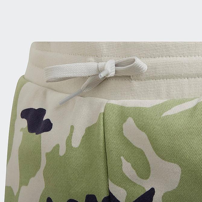 Product 3 view of Kids' adidas Originals Camo French Terry Shorts in Orbit Grey/Magic Lime/Shadow Navy Click to zoom