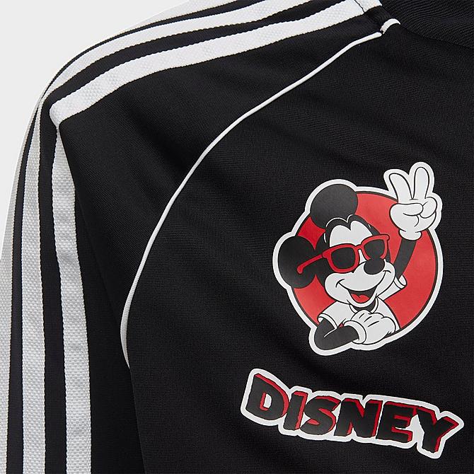 Back Right view of Kids' adidas Originals x Disney Mickey and Friends SST Track Jacket in Black Click to zoom