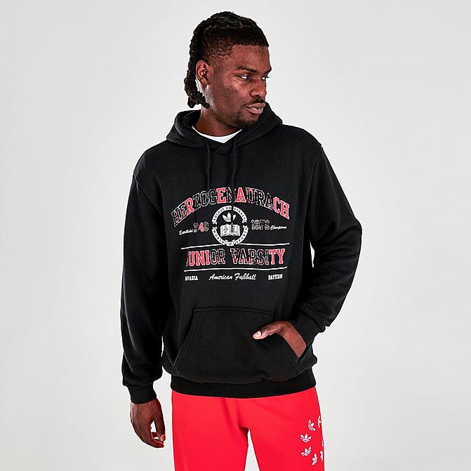 Front view of Men's adidas 2000 Luxe College Pullover Hoodie in Black Click to zoom