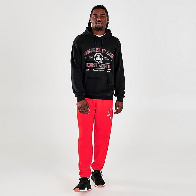Front Three Quarter view of Men's adidas 2000 Luxe College Pullover Hoodie in Black Click to zoom