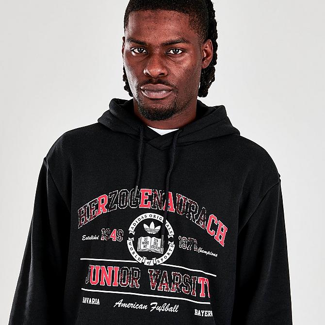 On Model 5 view of Men's adidas 2000 Luxe College Pullover Hoodie in Black Click to zoom