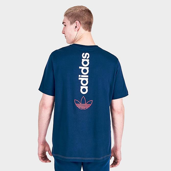 Back Right view of Men's adidas Originals Itasca 20 Short-Sleeve T-Shirt in Mystery Blue Click to zoom