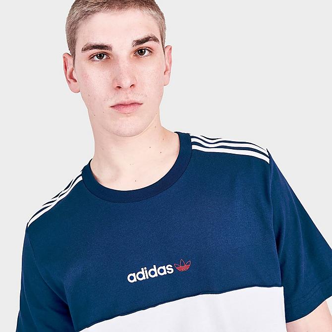 On Model 5 view of Men's adidas Originals Itasca 20 Short-Sleeve T-Shirt in Mystery Blue Click to zoom